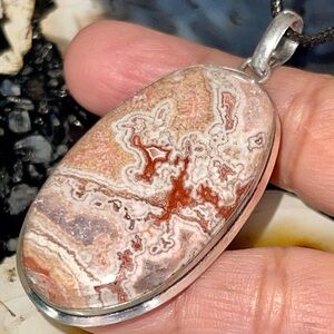 Mexican Crazy Lace Agate Pendant 2 1/4”